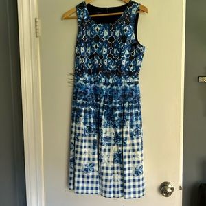 RSVP by Talbots 8P Blue Floral Gingham Pattern